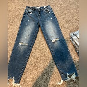 Distressed Blue Straight Jeans
